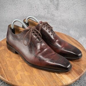 Paul Frederick Men's Burgundy Oxford Lace Up Made in Italy Size 9.5